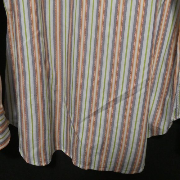 TD THOMAS DEAN | large | Striped Button Down Long Sleeve Shirt | 100% Cotton - Picture 14 of 16